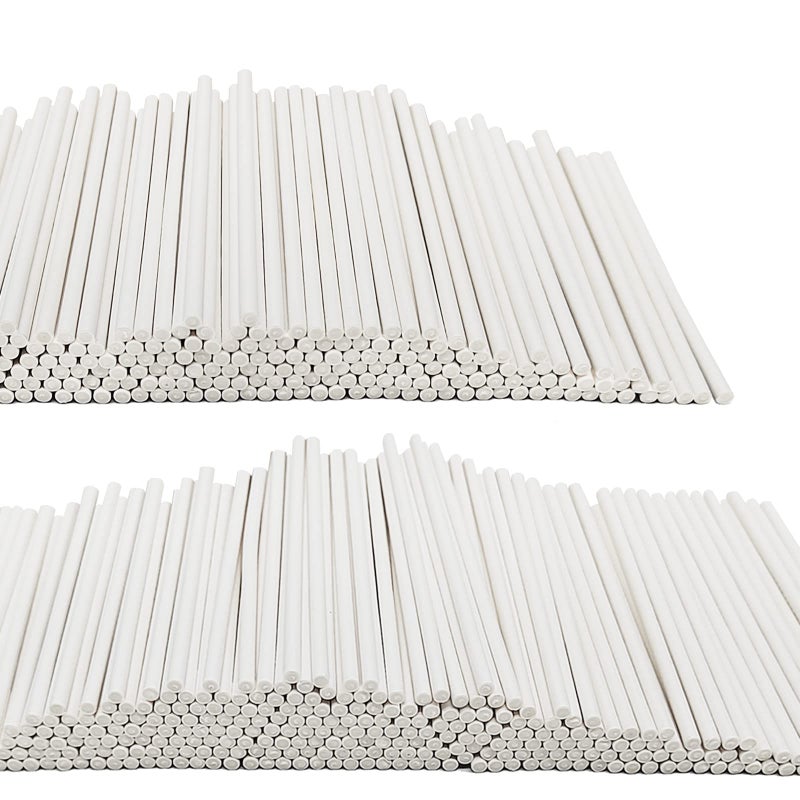 Blvochnnt 500PCS 4-Inch White Lollipop Sticks Paper Sucker Stick Cake Pops Stick for Candy Melt Dessert Cake Pops Chocolate and Cookie(3mm) - Image 1